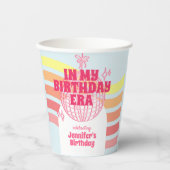 Gobelets En Papier Bal Disco Rose Retro Dans Mon Anniversaire Fête (Recto)