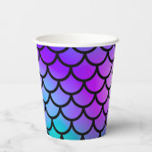 Gobelets En Papier Balances de sirène bleu rose pourpre Anniversaire (Verso)