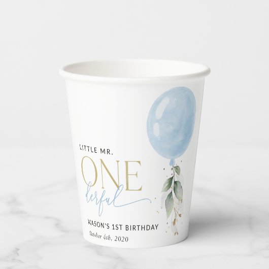 Gobelets En Papier Balcon Bleu, Eucalyptus, Verdure, Premier Annivers (Verso)