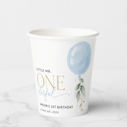 Gobelets En Papier Balcon Bleu, Eucalyptus, Verdure, Premier Annivers (Recto)