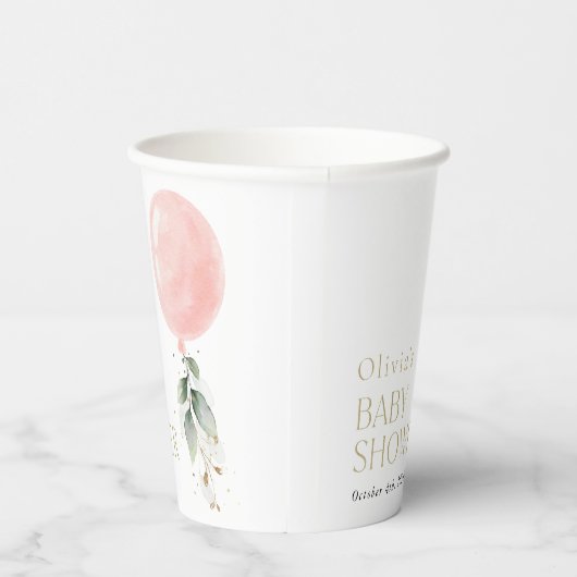 Gobelets En Papier Balcon rose, Eucalyptus, Verdure, Baby shower (Droite)