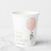 Gobelets En Papier Balcon rose, Eucalyptus, Verdure, Baby shower (Recto)