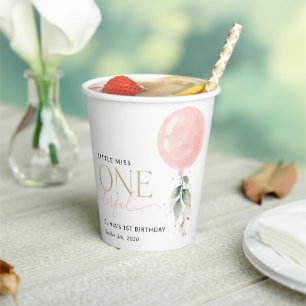 Gobelets En Papier Balcon rose, Eucalyptus, Verdure, Premier Annivers