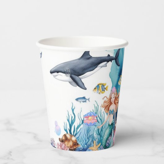 Gobelets En Papier baleine à baleine requin poisson anniversaire (Verso)