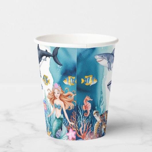 Gobelets En Papier baleine à baleine requin poisson anniversaire (Droite)