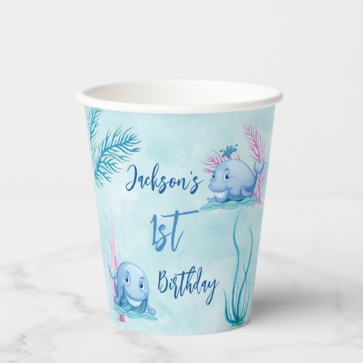 Gobelets En Papier Baleine de bon temps (Recto)