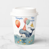 Gobelets En Papier Baleine d'un temps garçons fête d'anniversaire (Recto)