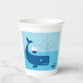 Gobelets En Papier Baleine nautique et voilier Océan Blue Sea (Recto)