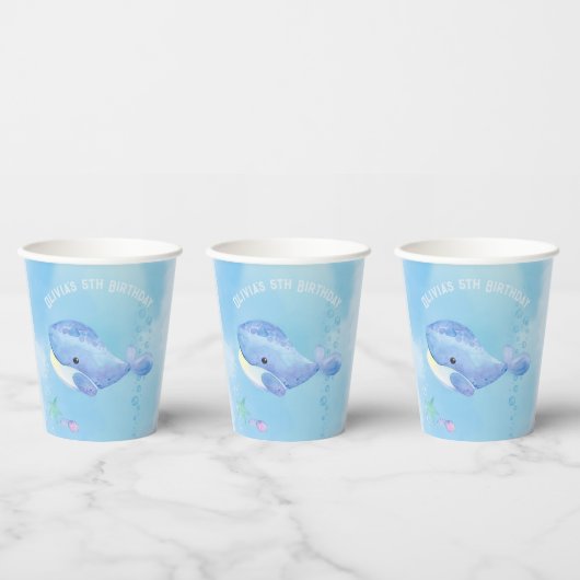 Gobelets En Papier Baleine Tastic Blue Anniversaire (Multi)