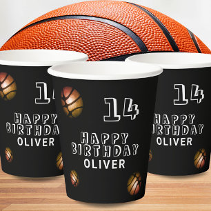 Gobelets En Papier Balle de basket-ball orange métallique Anniversai
