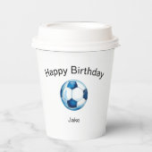 Gobelets En Papier Balle de Football bleu Custom Anniversaire (Recto)