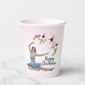 Gobelets En Papier Ballerina en bleu rose Accents Anniversaire (Verso)