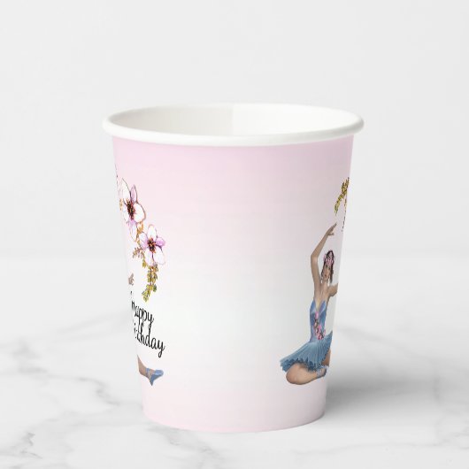 Gobelets En Papier Ballerina en bleu rose Accents Anniversaire (Gauche)