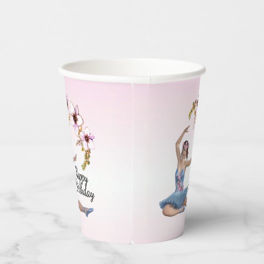 Gobelets En Papier Ballerina en bleu rose Accents Anniversaire (Droite)
