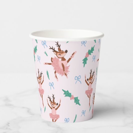 Gobelets En Papier Ballerina Reindeer et Bows Noël (Verso)