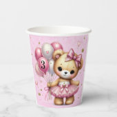 Gobelets En Papier Ballerina rose ours Parties scintillant ballon fêt (Verso)