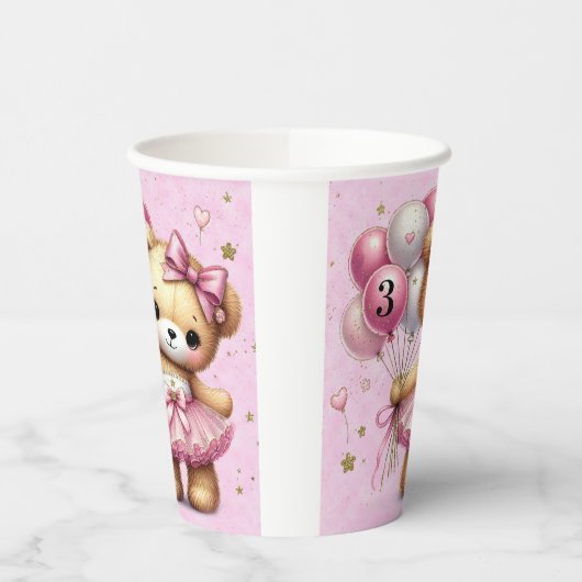 Gobelets En Papier Ballerina rose ours Parties scintillant ballon fêt (Gauche)