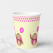 Gobelets En Papier Ballon rose singe de 2e anniversaire (Droite)