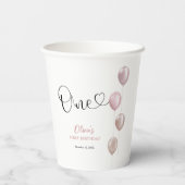 Gobelets En Papier Ballons Blush fille premier anniversaire (Verso)