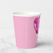 Gobelets En Papier Ballons Coeur Rose Anniversaire (Droite)