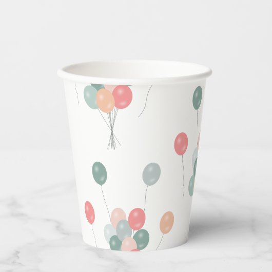 Gobelets En Papier Ballons colorés Pastel Party (Recto)