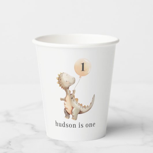 Gobelets En Papier Ballons d'anniversaire de Dinosaur (Recto)