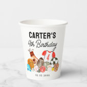 Gobelets En Papier Ballons d'aquarelle sport mignonne Anniversaire de (Recto)