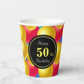Gobelets En Papier Ballons de fête multicolores 50e anniversaire (Recto)
