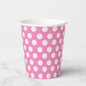 Gobelets En Papier Ballons de Pickleball Motif rose blanc (Verso)