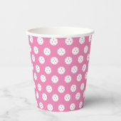 Gobelets En Papier Ballons de Pickleball Motif rose blanc (Recto)