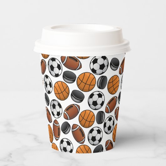 Gobelets En Papier Ballons de sport (Recto)