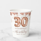 Gobelets En Papier Ballons d'or rose 21e fête d'anniversaire (Verso)