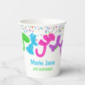 Gobelets En Papier Ballons néon, ballons animaux (Verso)