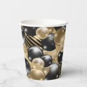 Gobelets En Papier Balloon d'or noir moderne 50e anniversaire (Verso)