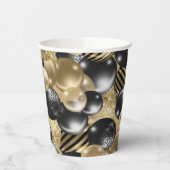 Gobelets En Papier Balloon d'or noir moderne 50e anniversaire (Gauche)