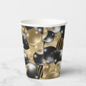 Gobelets En Papier Balloon d'or noir moderne 50e anniversaire (Droite)