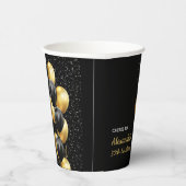 Gobelets En Papier Balloon Noir Or Chic À L'Anniversaire (Droite)