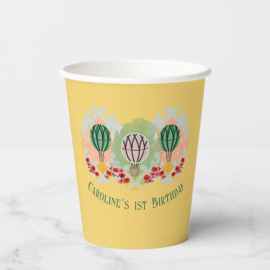 Gobelets En Papier Balloon Whimsical à air chaud Anniversaire (Verso)
