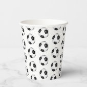 Gobelets En Papier bals de football noir blanc anniversaire (Verso)