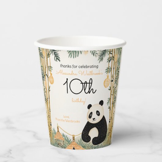 Gobelets En Papier Bambou et Panda beige Whimsical (Recto)