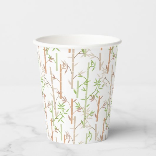 Gobelets En Papier Bambou Foliage Oriental Feuilles de verdure (Recto)