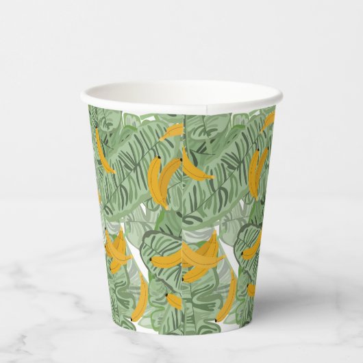 Gobelets En Papier Banane tropicale moderne Motif vert (Droite)