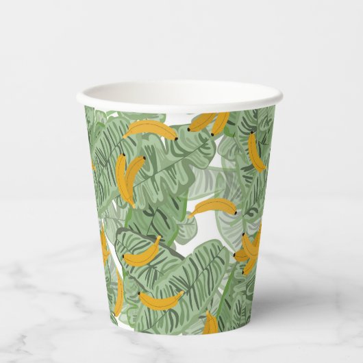Gobelets En Papier Banane tropicale moderne Motif vert (Recto)