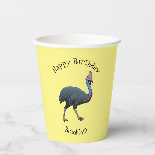 Gobelets En Papier Bande dessinée d'oiseau joyeux (Recto)