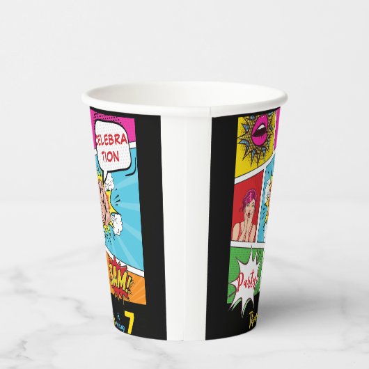 Gobelets En Papier Bande dessinée pop art anniversaire (Droite)