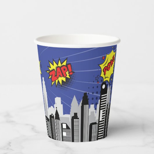 Gobelets En Papier Bande dessinée Superhero Anniversaire unique pour (Verso)