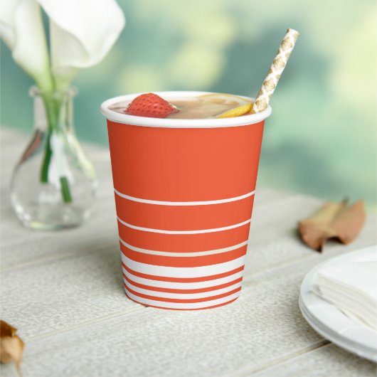 Gobelets En Papier Bandes complexes - Orange et Blanc (Insitu)