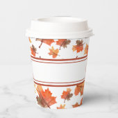 Gobelets En Papier Bandes de cacao et feuilles d'automne dorées perso (Verso)