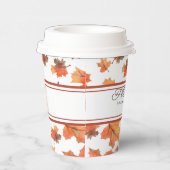 Gobelets En Papier Bandes de cacao et feuilles d'automne dorées perso (Droite)