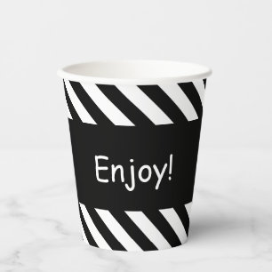 Gobelets En Papier Bandes diagonales noires et blanches